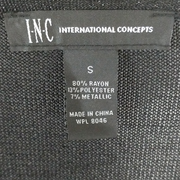 INC Black Metallic Wrap Hem Tunic Sweater - Picture 4 of 4
